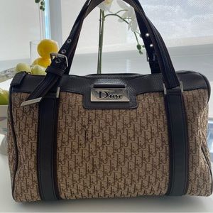 Dior Brown and Dark Brown Monogram Canvas Satchel